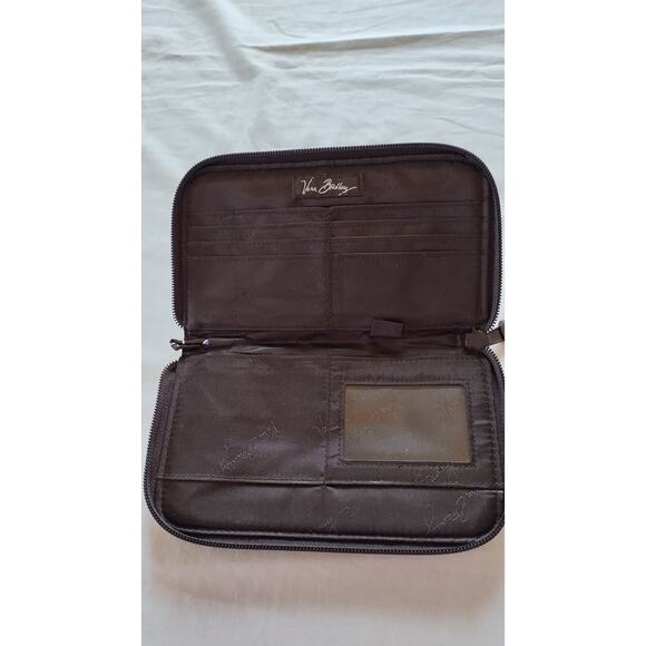 Vera Bradley Wallet Quilted Foral Pink Brown Zip Around Billfold - Picture 3 of 9